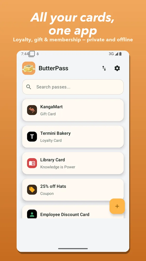 ButterPass wallet list on Android