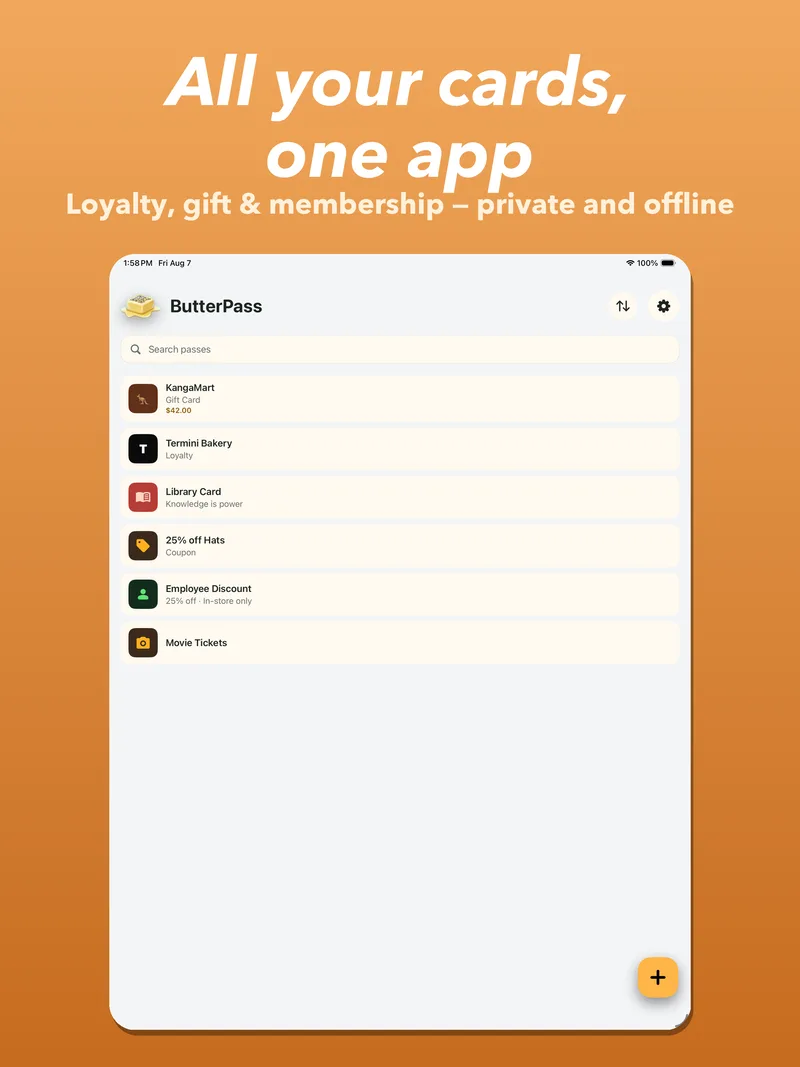 ButterPass wallet on iPad