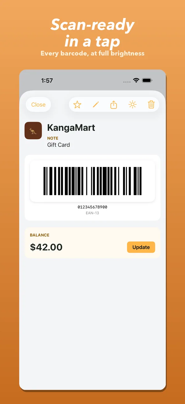 Full-screen scannable barcode on iPhone